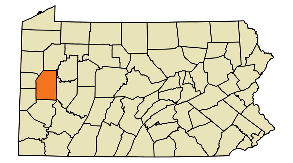 Pennsylvania state map with counties. Vector illustration.