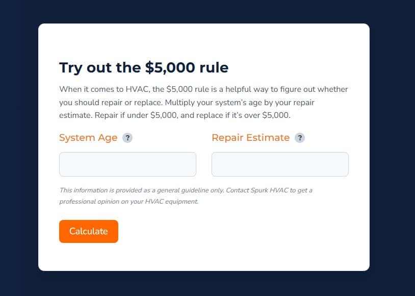 HVAC $5000 rule calculator graphic