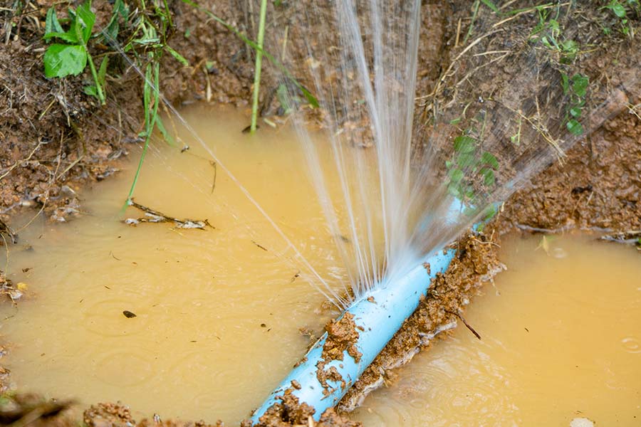 Burst pipe causing major water leak