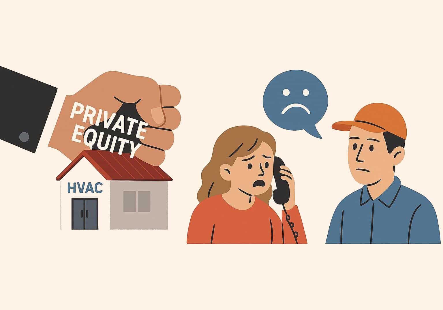 illustration of how private equity harms HVAC businesses and their customers